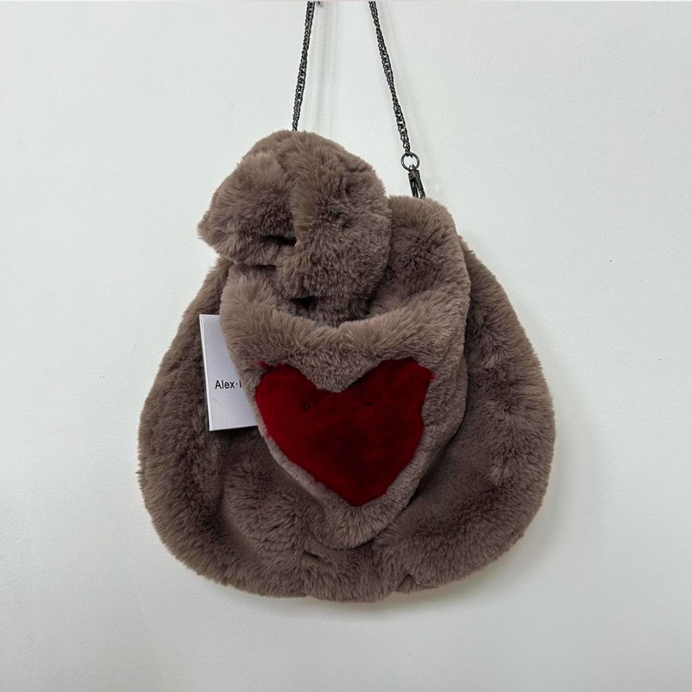 Grey Fur Bag with Heart